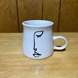 Modern Line Art Drawing Abstract Face Contour Woman Coffee Mug Cup White 16oz